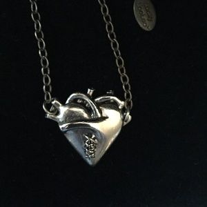 Anti Valentine ANATOMICAL HEART with Stitches Necklace